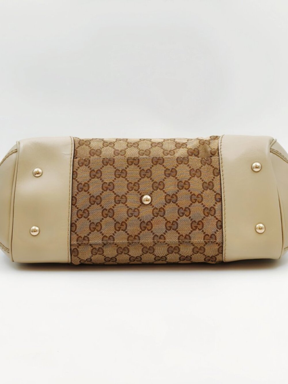 Gucci GG Monogram Canvas Web Stripe Bow Tote Shoulder Bag - Picture 7 of 15